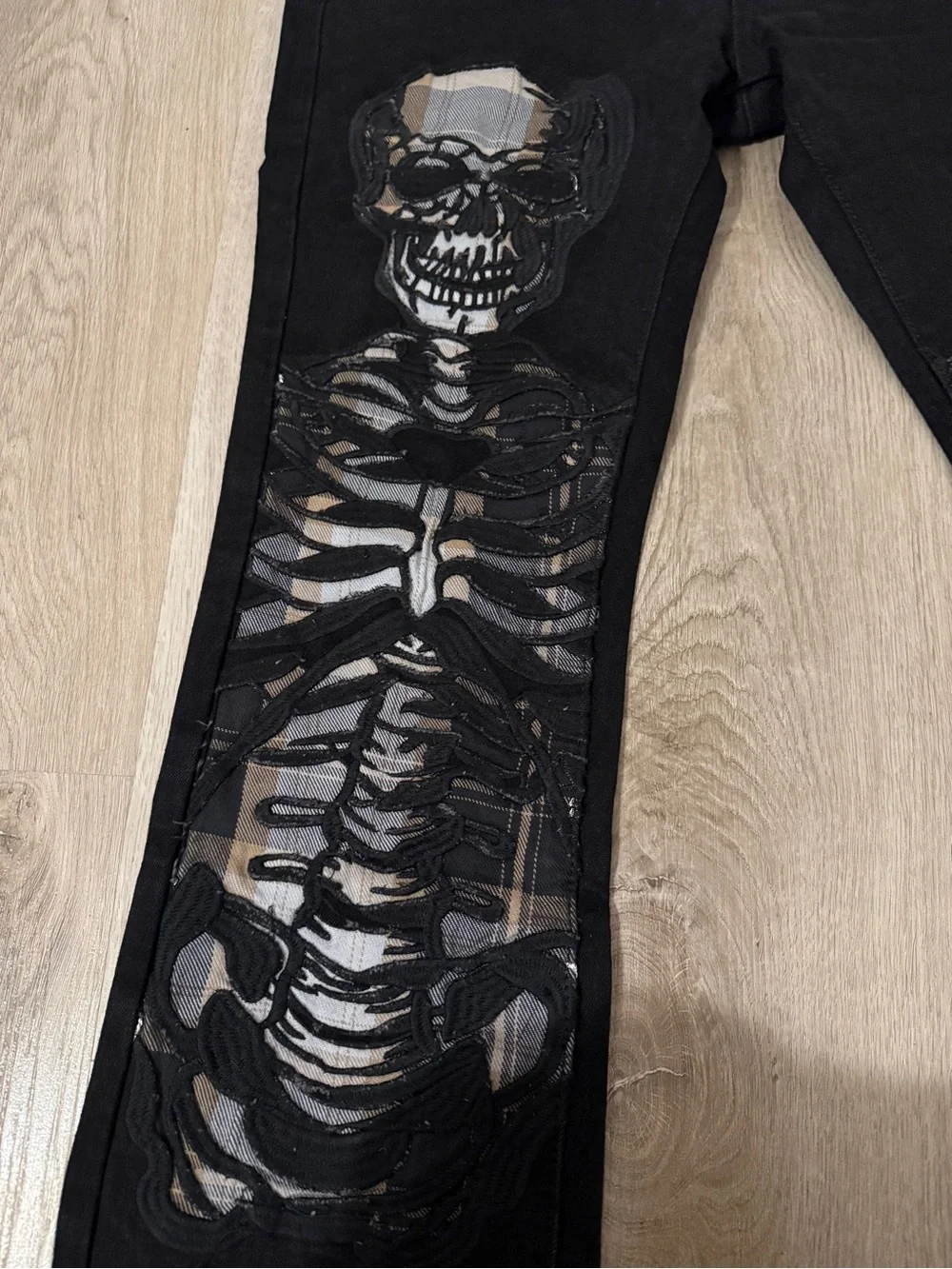 AMIRI Black Wide-Leg Jeans with Skeleton Graphic